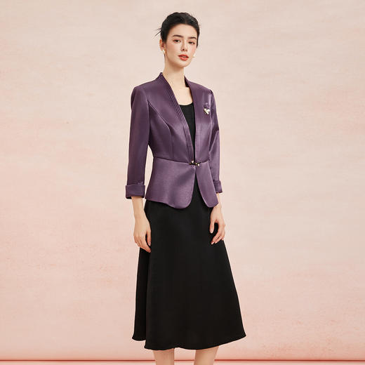 RE801斯尔丽26春季新款无袖连衣裙搭悬垂V领外套连衣裙套装 商品图2