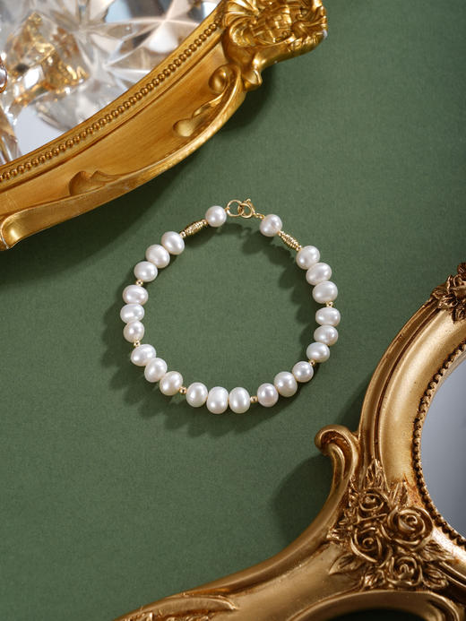 子佩集【柔光女神】珍珠惜王妃手链【ZZSL014】5.8*7mm珠镀金管2601 商品图4