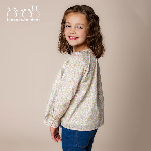 粉绿碎花缩褶上衣 商品图2