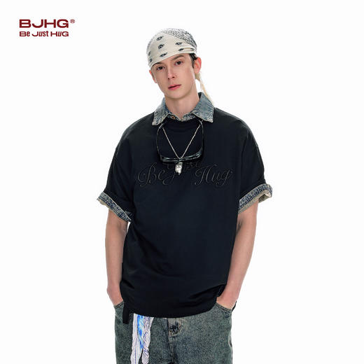 BJHG不计后果 美式短袖男夏季凉感速干T恤女潮牌纯色刺绣百搭上衣 商品图2