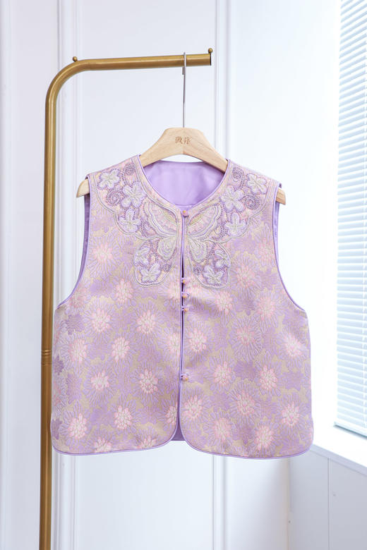 蝶溱|重工刺绣提花中式马甲 商品图0