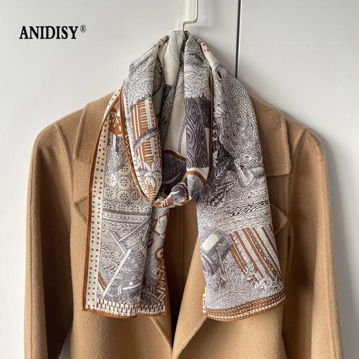 精品羊毛真丝时尚保暖印花真丝羊毛围巾 商品图1