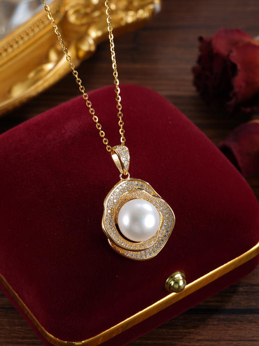 子佩集【玫瑰心语】银S925珍珠惜王妃套链【P1824】9.8mm珠双色玫瑰花朵2601 商品图9