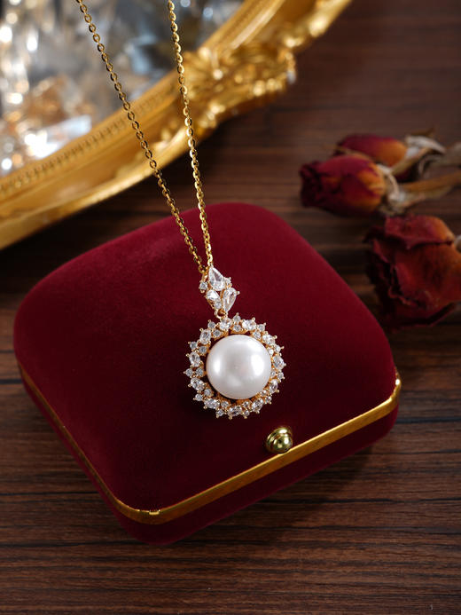 子佩集【缪斯光环】银S925珍珠惜王妃套链【P2571A】12mm珠双色太阳花2601 商品图8