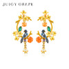 Juicy Grape首饰套装轻奢小众珐琅项链手链耳环戒指新年生日礼物 雀柿呈祥-喜事连连耳环 商品缩略图0