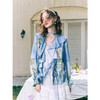 两三事临风明夏2026春新款荷叶边领立体花腰绳绑带两件套雪纺衫女 商品缩略图1