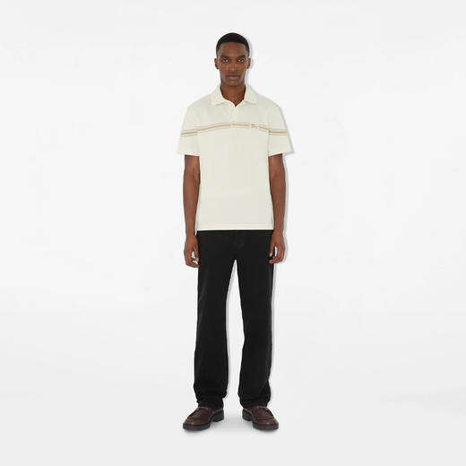 BURBERRY 巴宝莉 男士马术骑士徽标刺绣条纹棉质短袖 Polo 衫 米色 8104054 C1412 商品图2