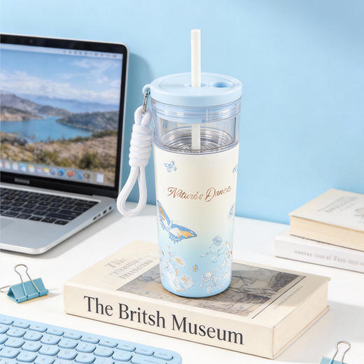 大英博物馆 博物志系列 蝴蝶翩翩 茶水分离保温杯（春水蓝） 商品图1