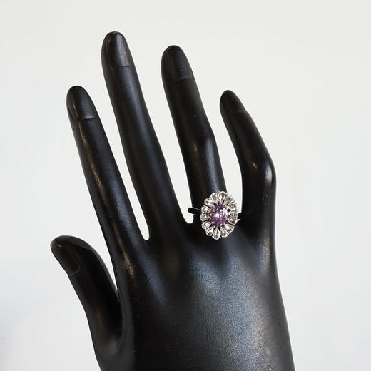 【天然正品】AU750收藏级白金豪镶钻镶天然1.03克拉无烧薰衣草紫蓝宝石戒指吊坠两用款22.3*13.6*7.6MM（皆取最大值）14号（戒圈可改）231225TJ40 商品图7