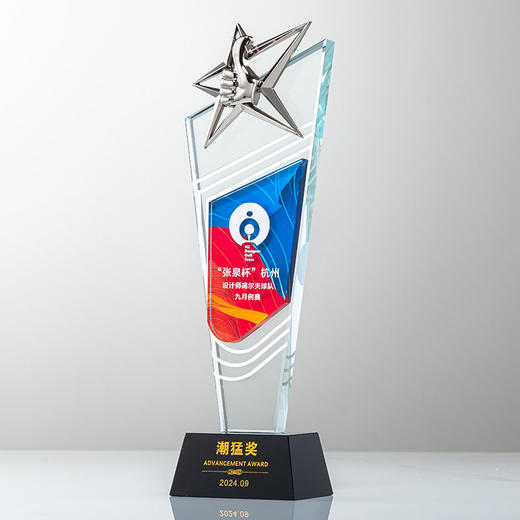奖杯定制做授权牌经销年会优秀员工刻字金属铝板高端水晶立体奖牌 商品图5