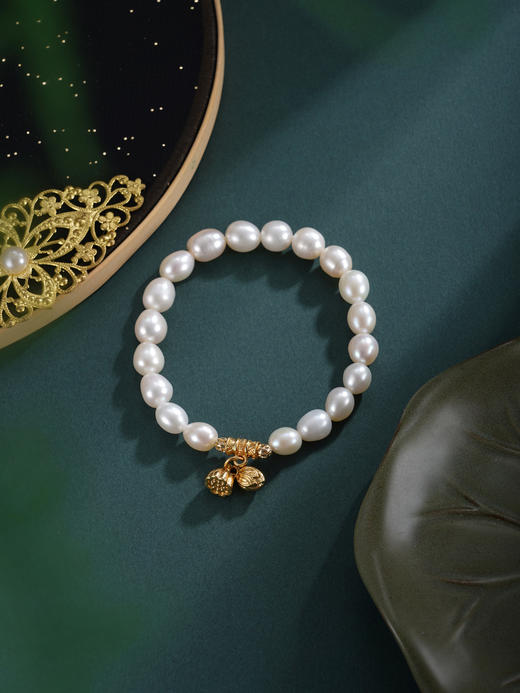 子佩集【两世永欢】珍珠惜王妃手链【ZZSL018】7.5-8.5mm珠镀金莲蓬2601 商品图5