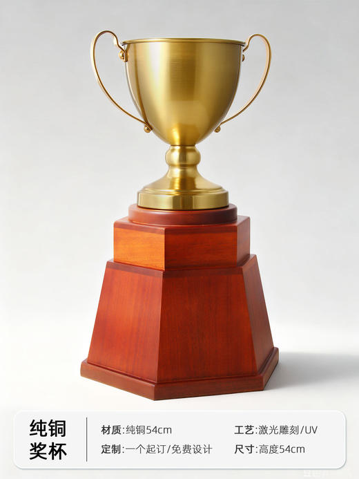 奖杯定制纯铜实木创意高档大气年会颁奖优秀员工团队销售冠军奖牌 商品图5