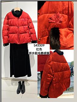 543309新中式拼水貂毛鹅绒服 商品图0