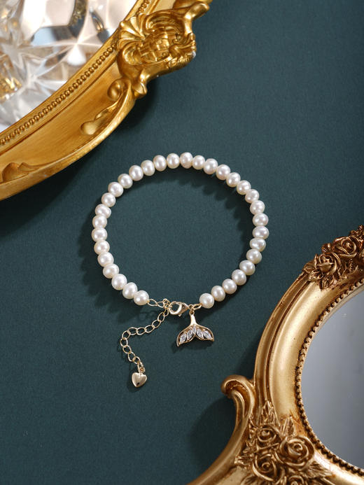子佩集【沧海精灵】珍珠惜王妃手链【ZZSL011】5.5-6mm珠镀金鱼尾2601 商品图5