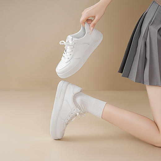 阿么手工女鞋厚底新款情侣小白鞋2026冬季百搭软底舒适板鞋3.5CM 商品图2