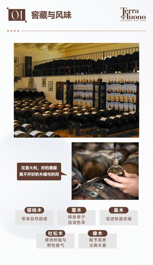 意大利摩德纳黑醋 古法工艺 木桶陈酿 自然熟成 无添加 百年品牌Terra Del Tuono 特拉图诺蓝标香醋 保税仓直邮 正关进口包邮 250ml |百里食 商品图3