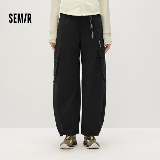 商场同款|森马休闲裤女春字母宽松弯刀裤2026新款潮酷户外工装裤 商品图1