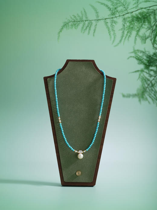 子佩集【福华如海】银S925珍珠惜王妃项链【ZZXL002】3mm蓝珠9mm大珠绿松石2601 商品图9