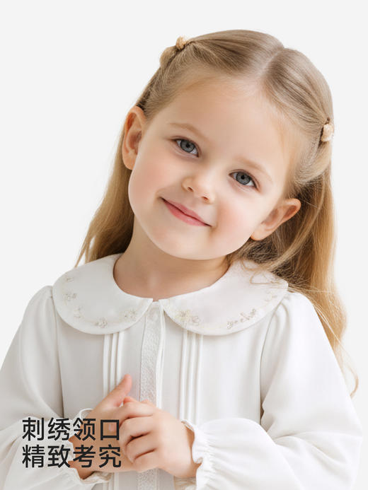 英氏童装衬衫女童娃娃领衬衣儿童纯棉长袖上衣春秋YRCAJ1S005A 商品图4