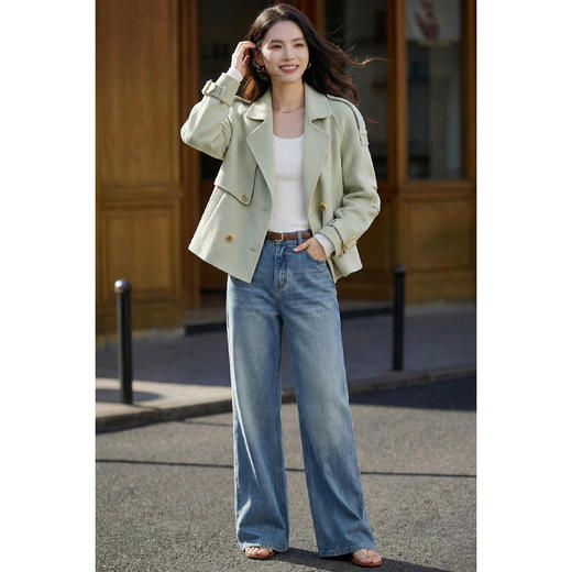 小个子短款羊毛呢外套 米思阳2026春季高端羊毛双面呢厚实保暖 通勤设计感大衣女1381 商品图6