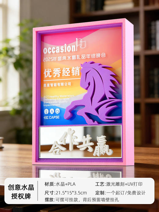 奖杯定制定做水晶授权牌经销商年会优秀员工刻字新款创意高端奖牌 商品图11