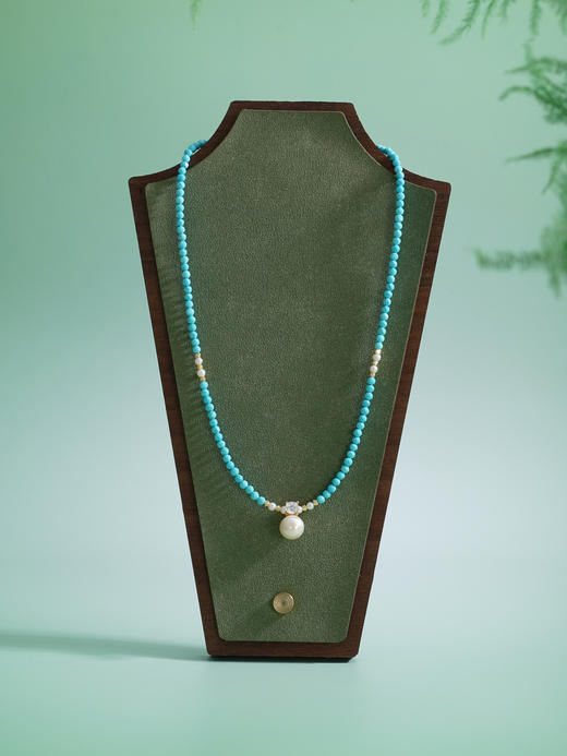 子佩集【福华如海】银S925珍珠惜王妃项链【ZZXL002】3mm蓝珠9mm大珠绿松石2601 商品图8