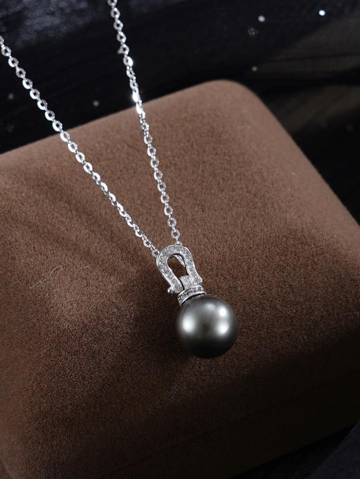 子佩集【蹄印星河】银S925珍珠惜王妃套链【P3072】9mm珠双色马蹄黑珠2601 商品图9