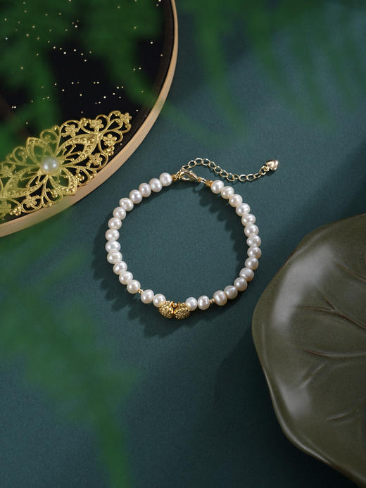 子佩集【两世欢缘】珍珠惜王妃手链【ZZSL021】5.5-6mm珠镀金莲蓬2601 商品图8
