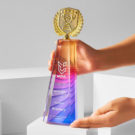 高档水晶奖杯定制金属奖章比赛颁奖纪念品刻字订做企业年会大奖杯 商品图1