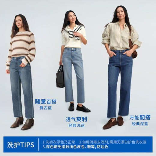 【蓝色法棍裤】simplepieces春新款SPS牛仔女小个子九分直筒裤 商品图4