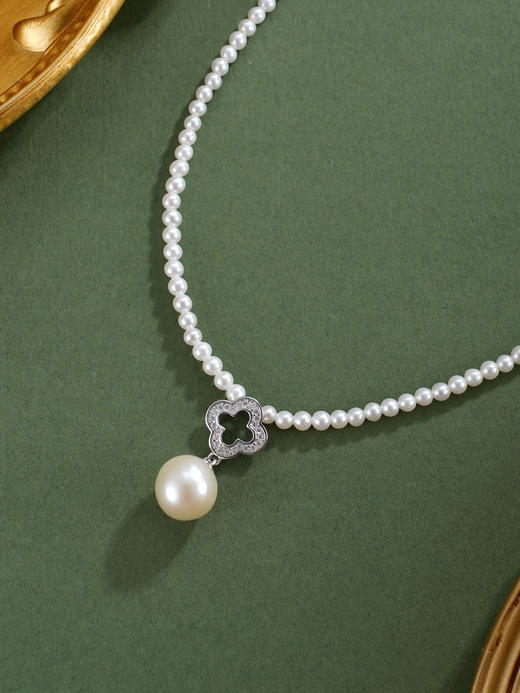 子佩集【幸运之契】银S925珍珠惜王妃项链【ZZXL004】2.8mm小珠9mm大珠四叶草2601 商品图5