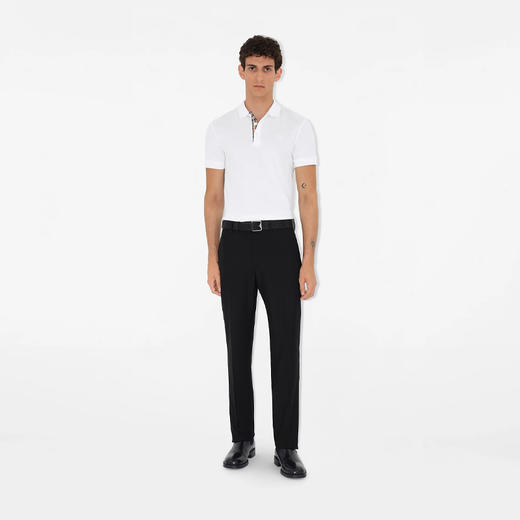 【一】BURBERRY 巴宝莉 男士马术骑士徽标刺绣棉质短袖 Polo 衫 白色 8099166 A1464 商品图2