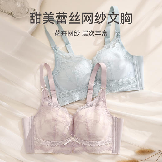 芬腾女士内衣无钢圈性感蕾丝文胸小胸聚拢上托防下垂舒适透气胸罩 商品图0