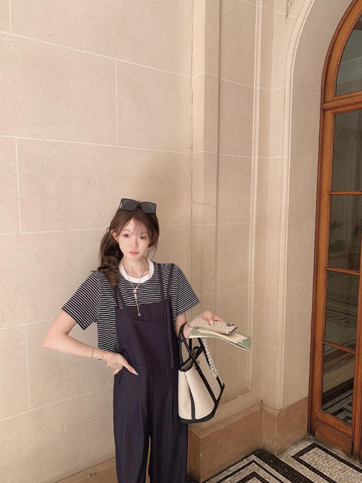 金蘑菇菇 周末的慢节奏/ 松弛时髦牛仔吊带裤 商品图2