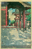 独角鹿西洋古董1931年日本昭和时代著名新版画大师川濑巴水作品《目黒不動堂》 商品缩略图1