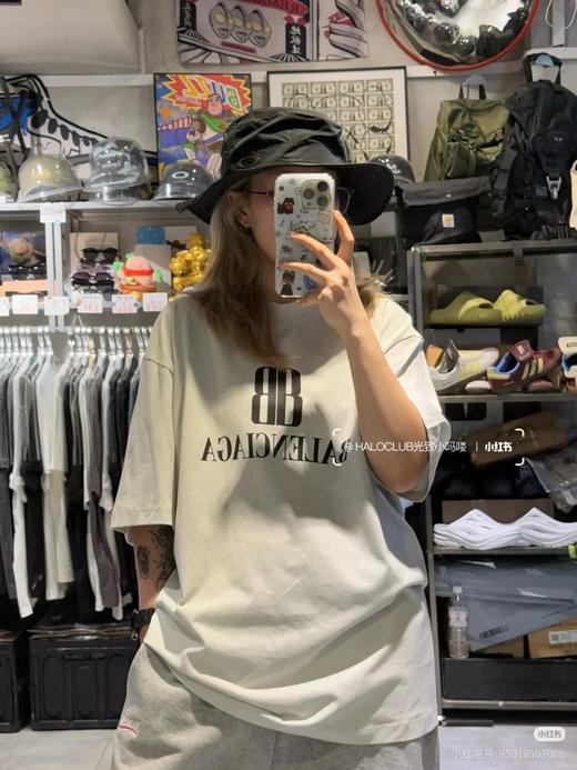 巴黎&家重工雪花洗做旧双B宽松短袖 商品图0