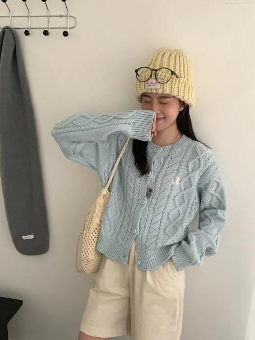 r*r 逗号祝绪丹同款刺绣麻花针织毛衣开衫 商品图2