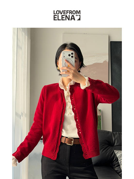 100%羊毛 气质花边领针织衫 商品图12