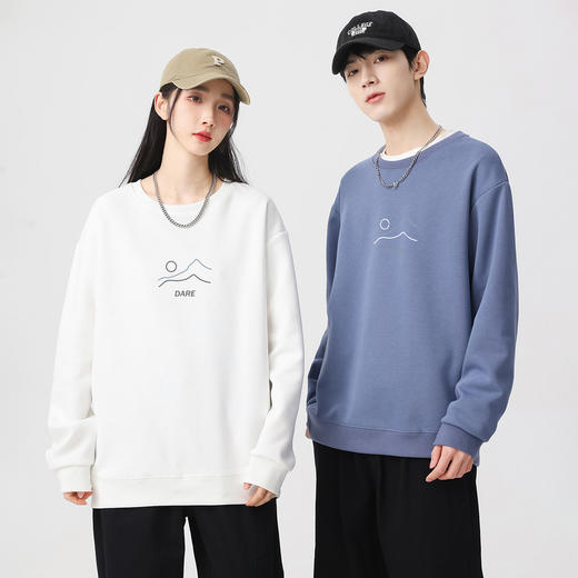 GXG男装春季简约时尚图案户外休闲百搭情侣款圆领卫衣K&C 商品图3