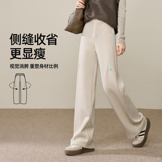 【仿毛呢-厚绒-西装直筒裤】逸阳冬新品奥粒绒慵懒松弛通勤西装窄版阔腿裤8620 商品图2