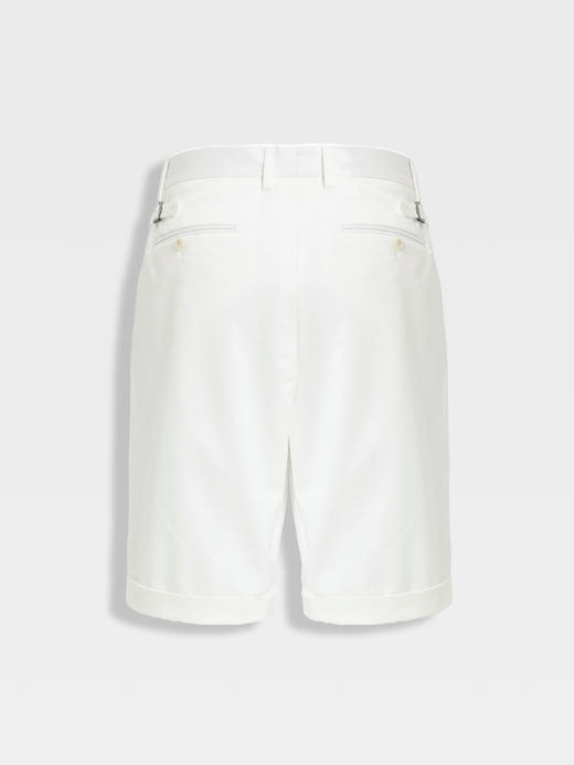 callisto白色天丝棉混纺直筒休闲短裤 商品图1