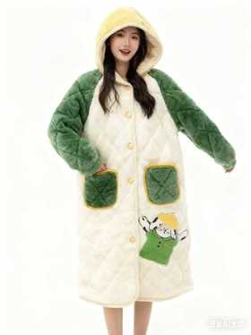 【YW】无忧购“清仓福利”三层夹棉加绒加厚可爱休闲宽松长款家居服（截单后3-5天发货)