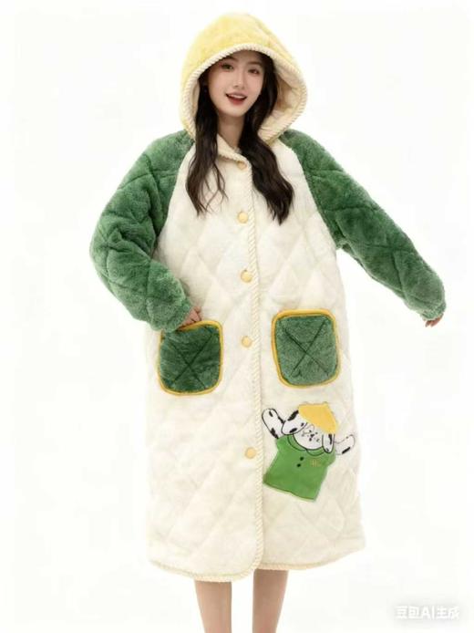 【YW】无忧购“清仓福利”三层夹棉加绒加厚可爱休闲宽松长款家居服（截单后3-5天发货) 商品图0