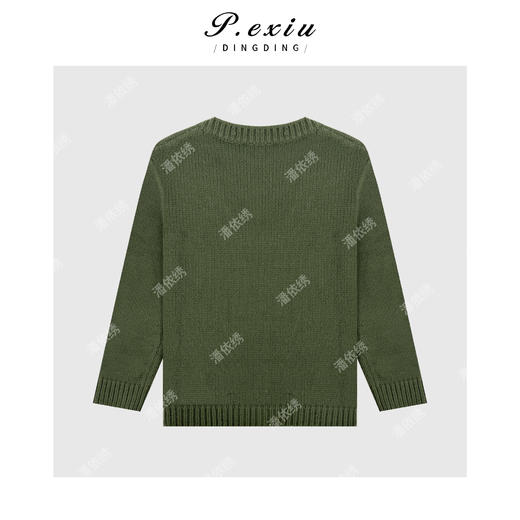 04-2潘依绣丁丁宠粉慵懒风宽松重工提花U领长袖针织上衣Q7982 商品图1