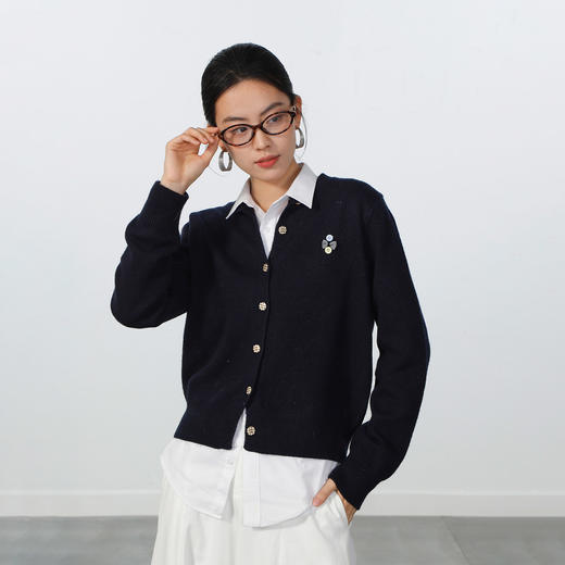 极简格纹纽扣开衫-纪念日百货门店同款169096440 商品图0