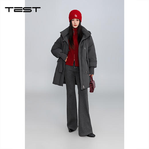 冬上新深灰色中长款针织围脖加厚保暖羽绒服2254221 商品图1