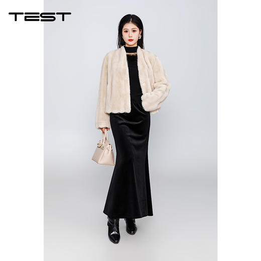 冬上新温柔米白仿皮草宽松保暖绒外套2254234 商品图1