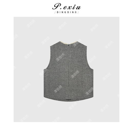 04-2潘依绣丁丁宠粉韩系简约蕾丝花边圆领无袖针织Q1515 商品图1