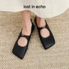 lost in echo2026春夏新款精致手工褶皱羊皮斜方头扭结芭蕾舞鞋女 商品缩略图0