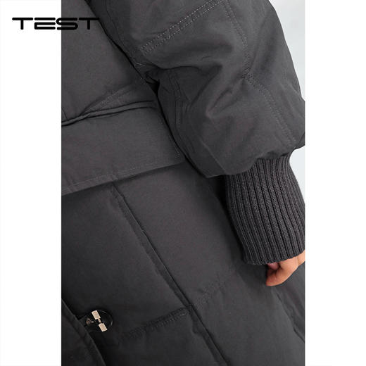 冬上新深灰色中长款针织围脖加厚保暖羽绒服2254221 商品图3